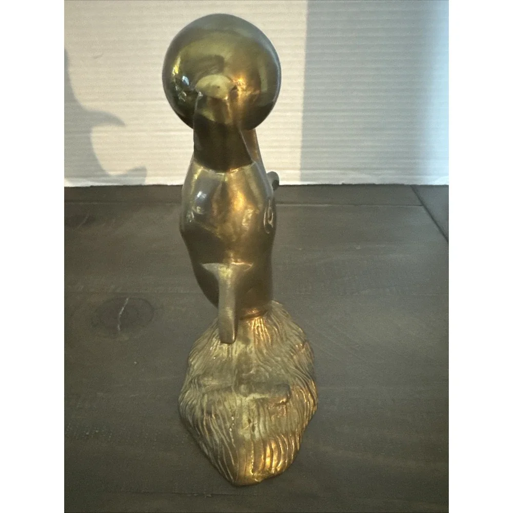 Vintage Brass Dolphin Balancing Ball 7 3/4